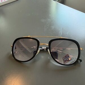 Krewe Black and Gold Aviator Sunglasses